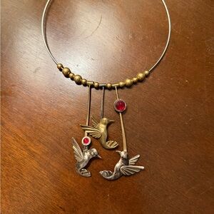 Handmade Brass and Silver Hummingbird Necklace